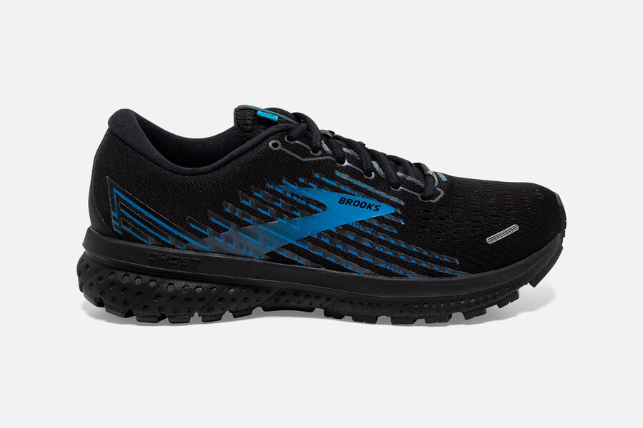 Brooks Ghost 13 GTX Mens UK - Road Running Shoes - Black/Grey/Blue 018-IQYSWO